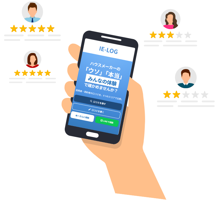 ハウスメーカー口コミ比較イラスト